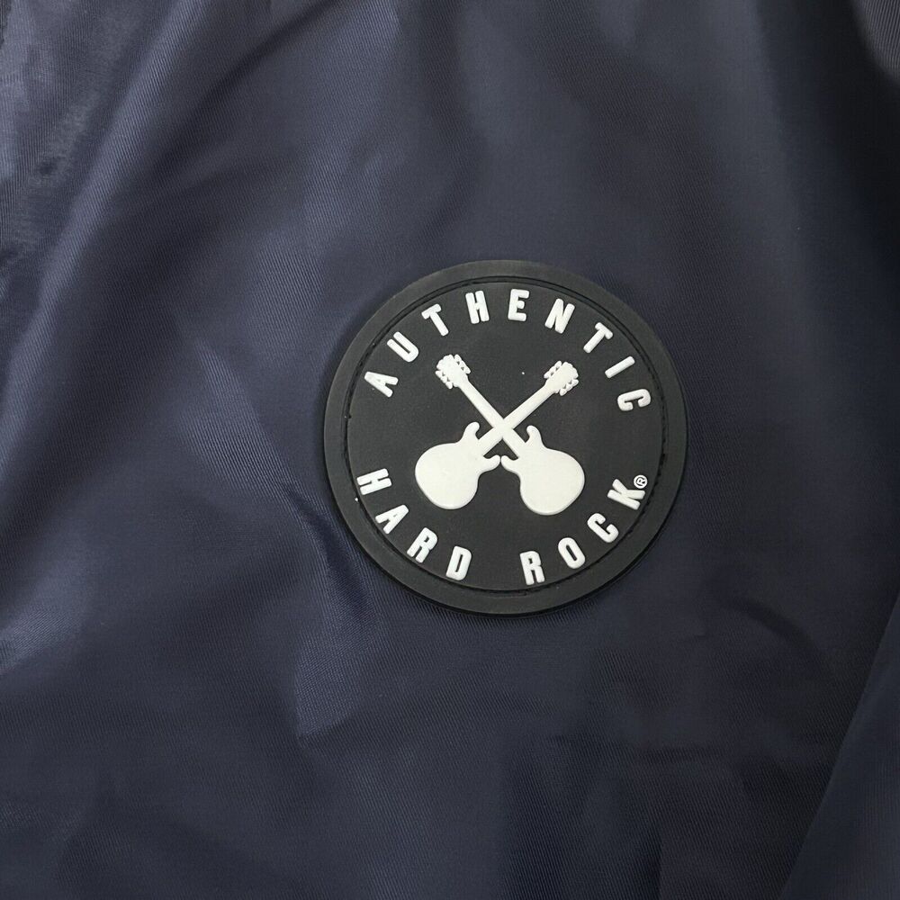 Hard Rock Guitar Co. Full Zip Quilted Navy Bomber Jacket Size XL - Picture 2 of 12